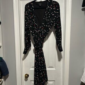 Halogen Black wrap Dress with Red and White Dots